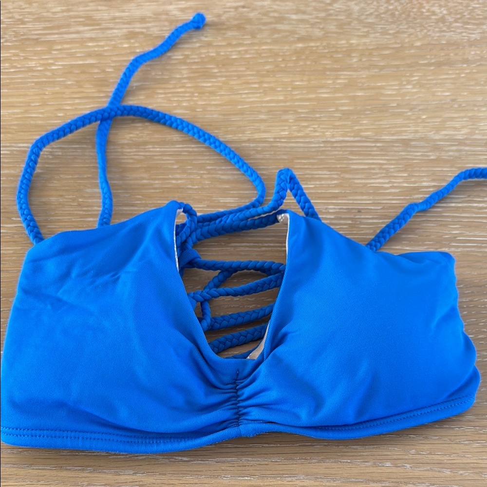 Midori Blue and Beige Bikini Top